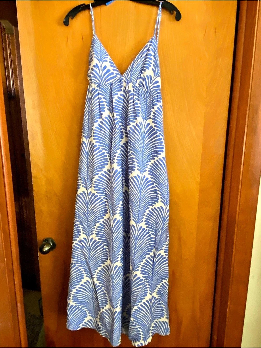 Abercrombie & Fitch Abstract Print Maxi Dress Blue & White Size XS Like New